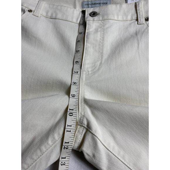 Chico's Platinum Denim Ivory Ultimate Fit Slim Leg Jeans Size 2.5 14 NWT - Picture 8 of 11